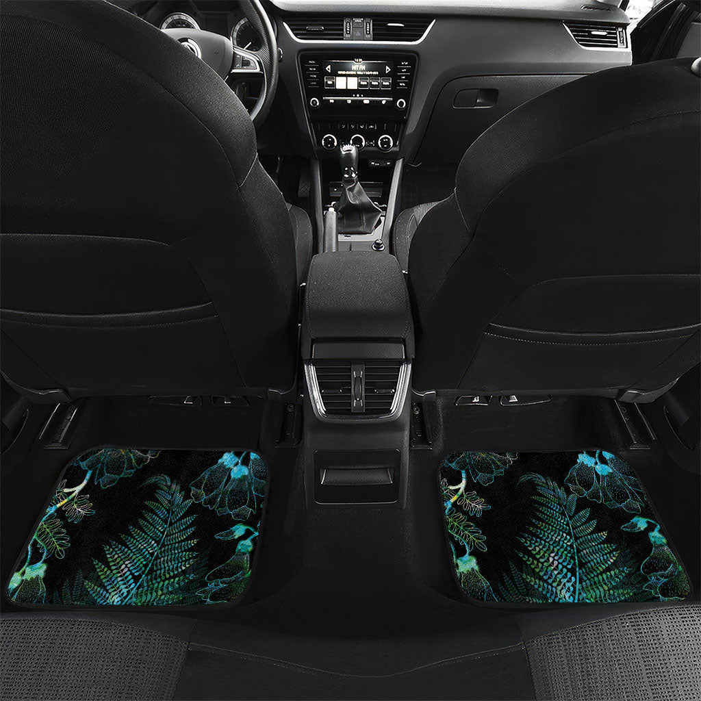 Aotearoa Maori Mahuru Car Mats Spring Time - Paua Shell Green LT7 Set 2pcs - Back Black - Polynesian Pride