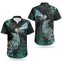Aotearoa Maori Mahuru Couples Matching Short Sleeve Bodycon Dress and Hawaiian Shirt Spring Time - Paua Shell Green LT7 - Polynesian Pride