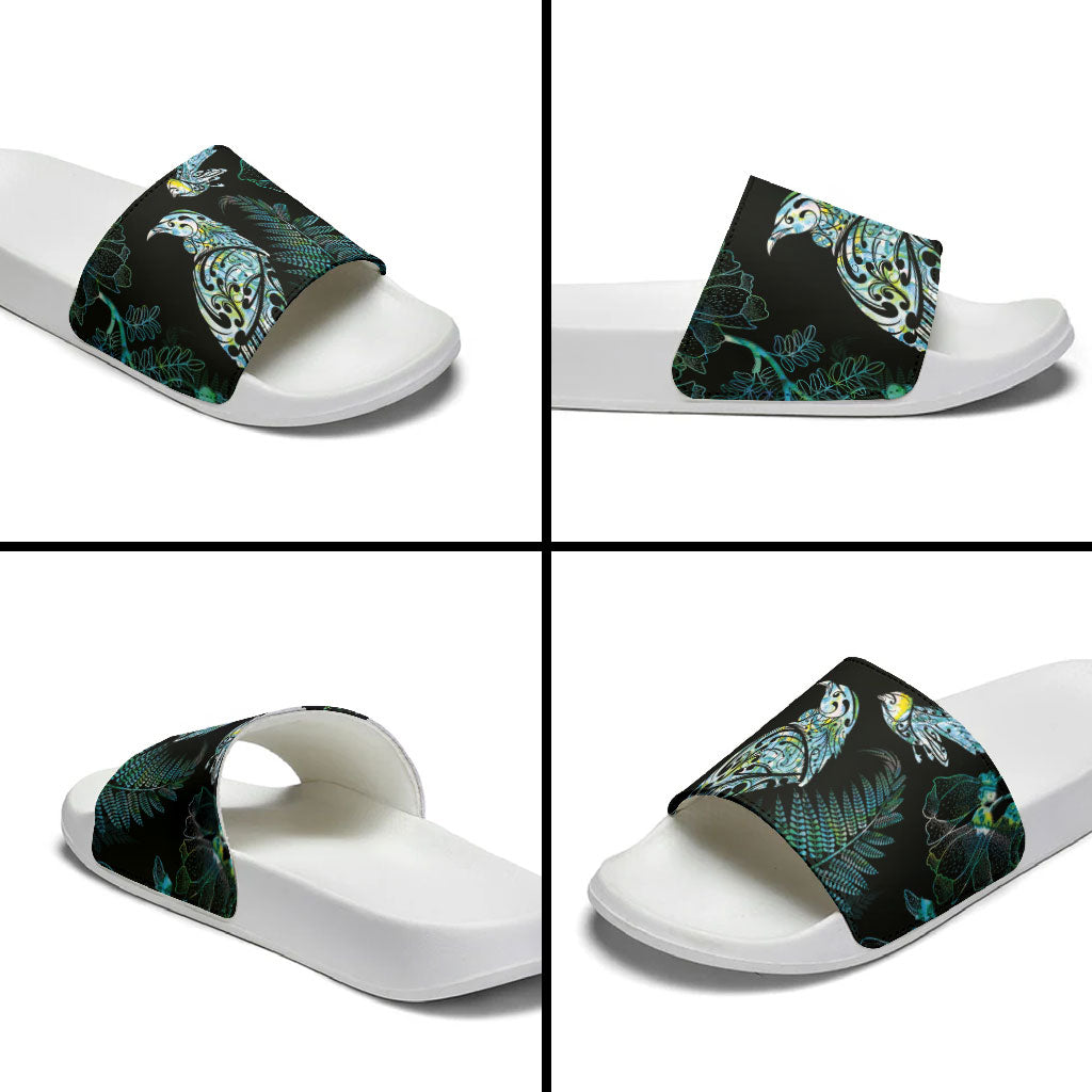 Aotearoa Maori Mahuru Slide Sandals Spring Time - Paua Shell Green LT7 - Polynesian Pride