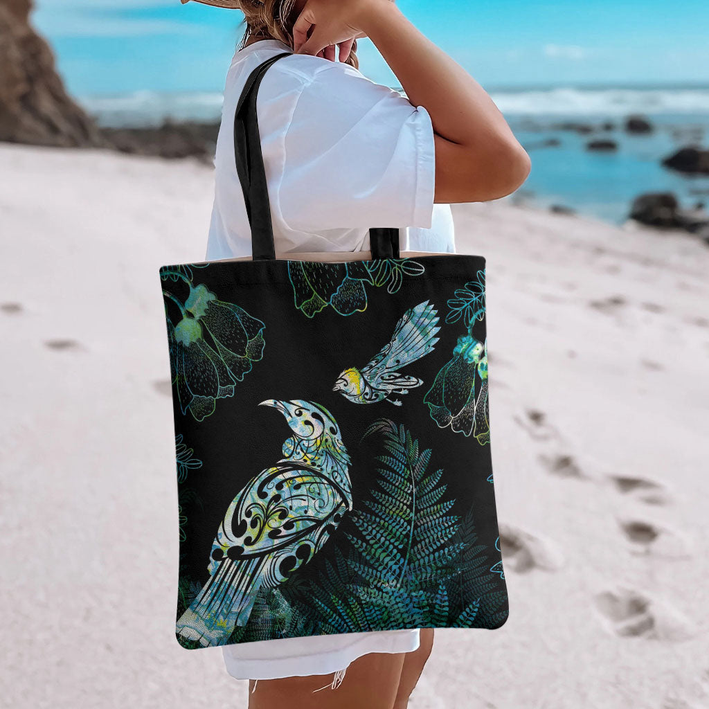 Aotearoa Maori Mahuru Tote Bag Spring Time - Paua Shell Green LT7 - Polynesian Pride