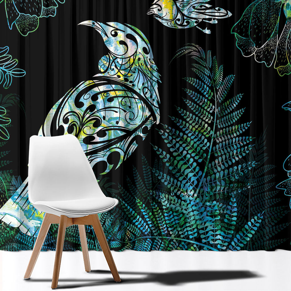 Aotearoa Maori Mahuru Window Curtain Spring Time - Paua Shell Green LT7 - Polynesian Pride