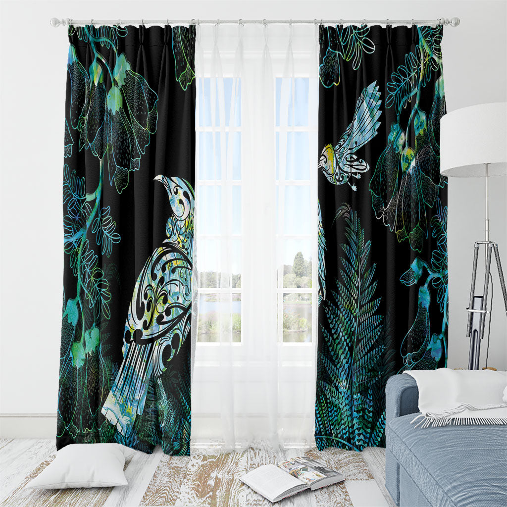 Aotearoa Maori Mahuru Window Curtain Spring Time - Paua Shell Green LT7 - Polynesian Pride