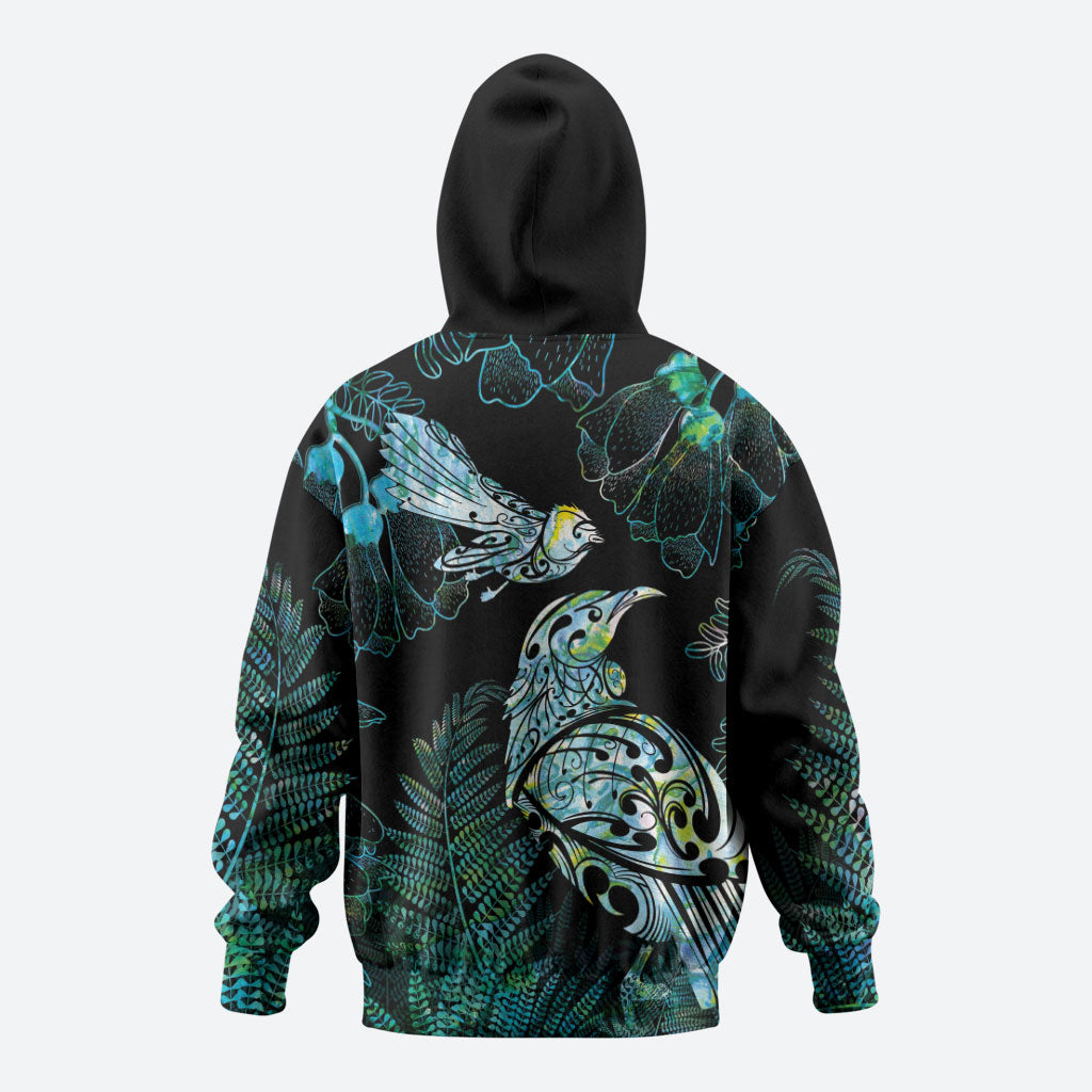 Aotearoa Maori Mahuru Zip Hoodie Spring Time - Paua Shell Green LT7 - Polynesian Pride