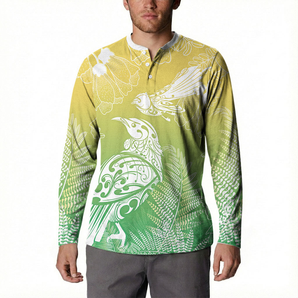 Aotearoa Maori Mahuru Tui With Pikawakawa Button Sweatshirt Spring Time LT7 - Polynesian Pride
