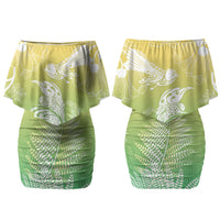 Aotearoa Maori Mahuru Tui With Pikawakawa Couples Matching Off Shoulder Short Dress and Long Sleeve Button Shirt Spring Time LT7 - Polynesian Pride