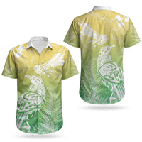 Aotearoa Maori Mahuru Tui With Pikawakawa Couples Matching Off The Shoulder Long Sleeve Dress and Hawaiian Shirt Spring Time LT7 - Polynesian Pride