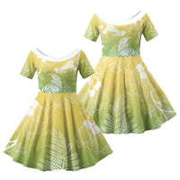 Aotearoa Maori Mahuru Tui With Pikawakawa Family Matching Puletasi and Hawaiian Shirt Spring Time LT7 Daughter's Dress Green - Polynesian Pride