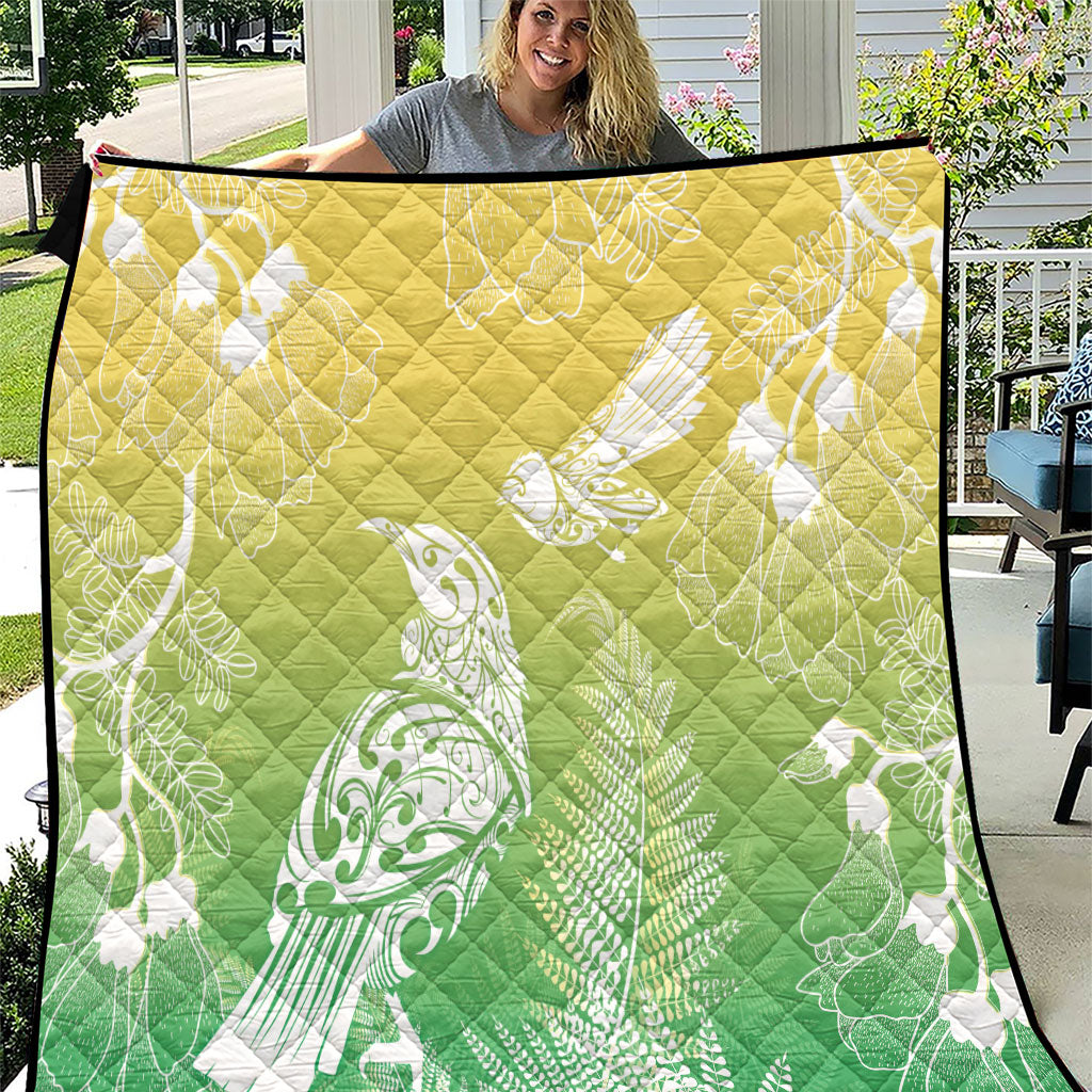 Aotearoa Maori Mahuru Tui With Pikawakawa Quilt Spring Time LT7 Green - Polynesian Pride
