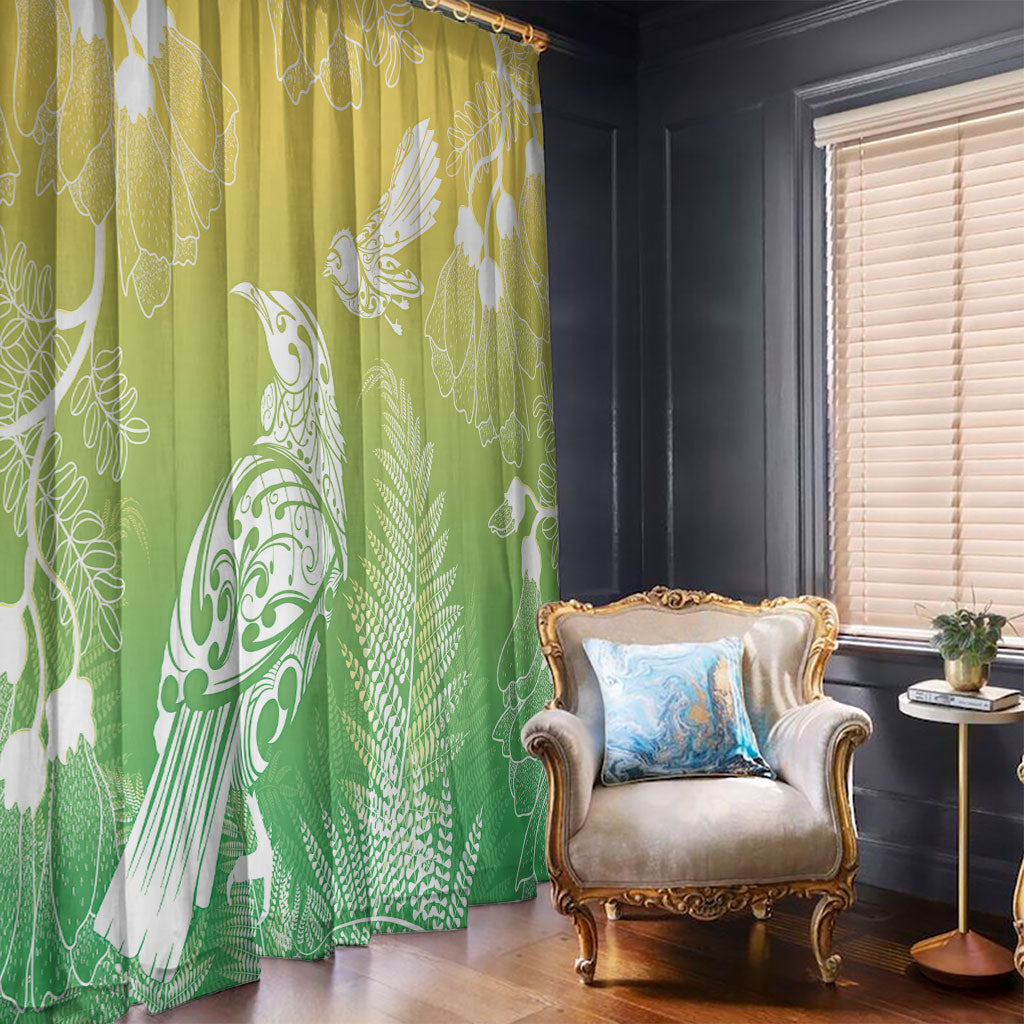 Aotearoa Maori Mahuru Tui With Pikawakawa Window Curtain Spring Time LT7 - Polynesian Pride
