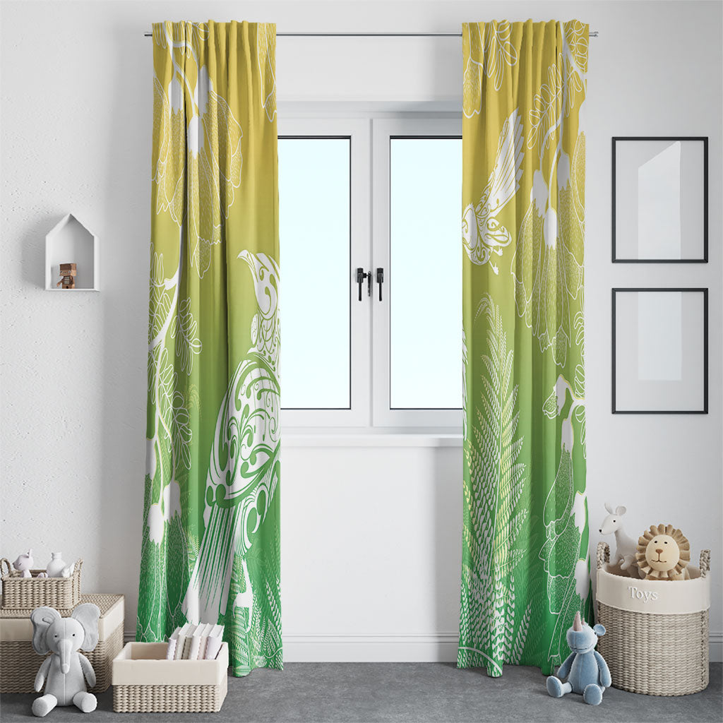 Aotearoa Maori Mahuru Tui With Pikawakawa Window Curtain Spring Time LT7 - Polynesian Pride