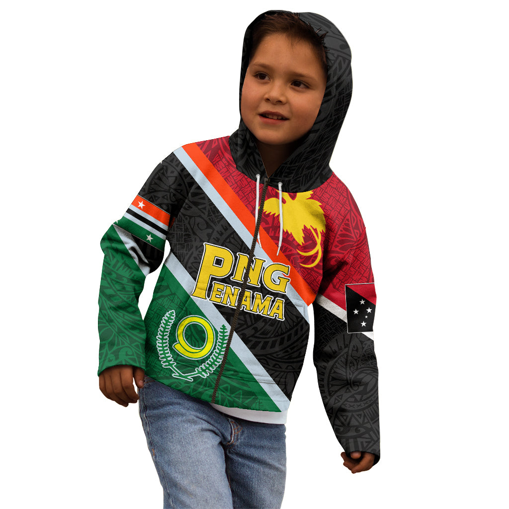 Personalised Penama and Papua New Guinea Day Kid Hoodie Emblem Mix Style LT7 - Polynesian Pride