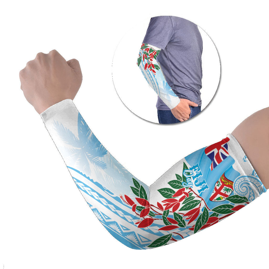 Bula Fiji Day Tagimaucia Palms Arm Sleeves Toso Mai Viti LT7 Set of 2 Turquoise - Polynesian Pride