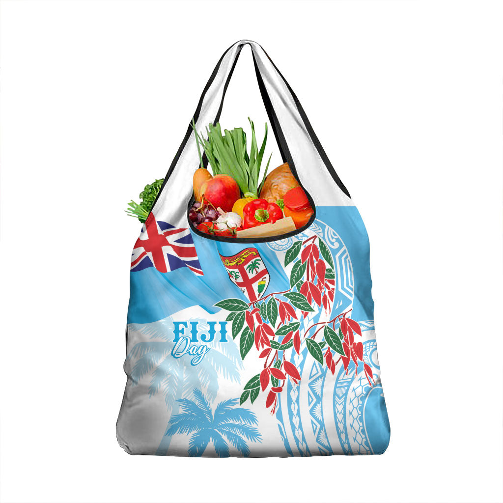 Bula Fiji Day Tagimaucia Palms Grocery Bag Toso Mai Viti LT7 1-pack One Size Turquoise - Polynesian Pride