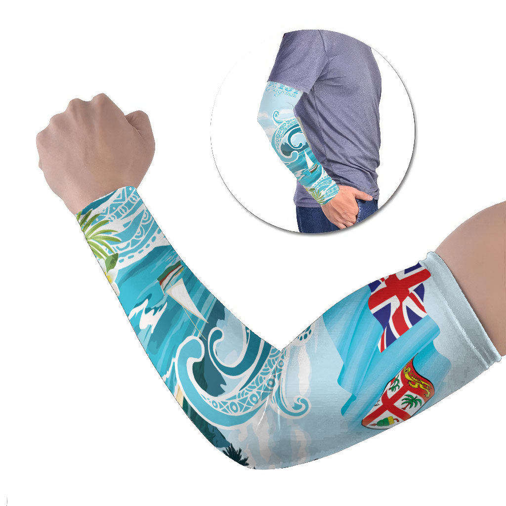Bula Fiji Seascape Arm Sleeves Fiji Day - Islands Heritage LT7 Set of 2 Multicolor - Polynesian Pride
