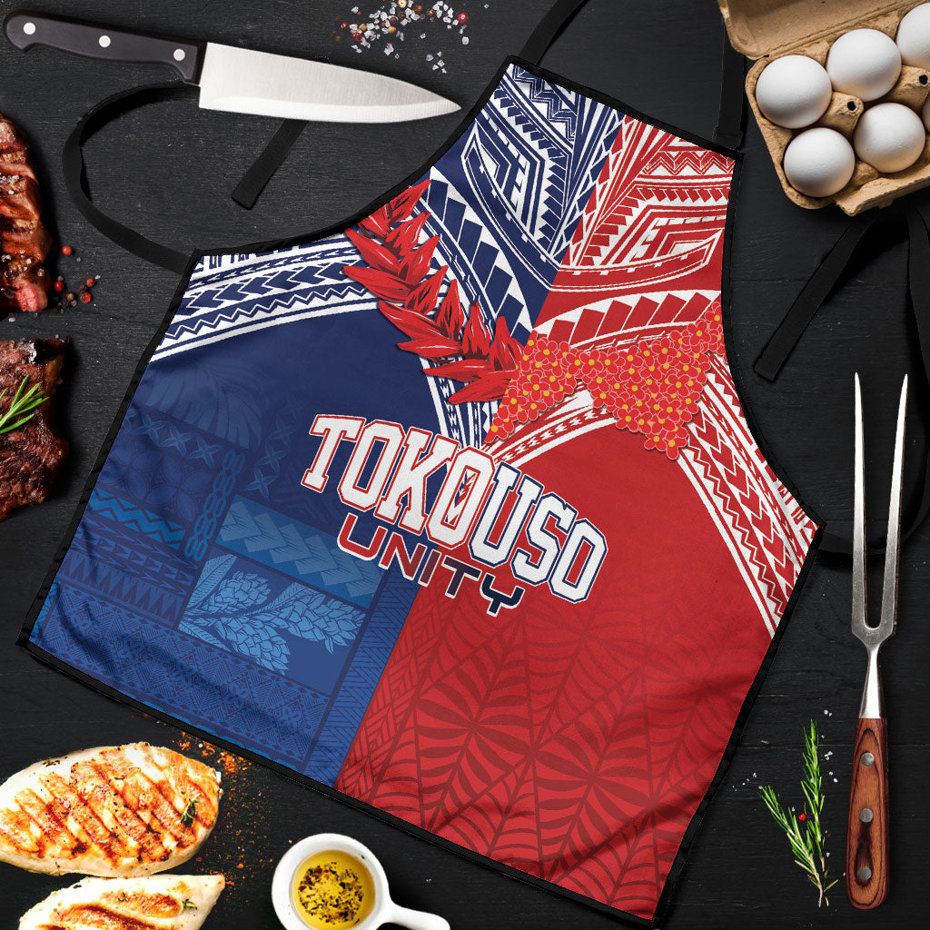 TokoUso Tonga Samoa Brothers Forever Apron Ulafala and Heilala Unity LT7 Red Blue - Polynesian Pride