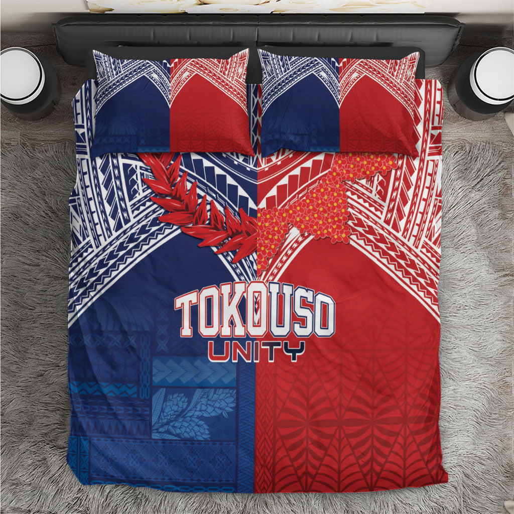 TokoUso Tonga Samoa Brothers Forever Bedding Set Ulafala and Heilala Unity LT7 Red Blue - Polynesian Pride