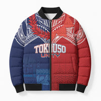 TokoUso Tonga Samoa Brothers Forever Custom Bomber Puffer Jacket Ulafala and Heilala Unity LT7 Unisex Red Blue - Polynesian Pride