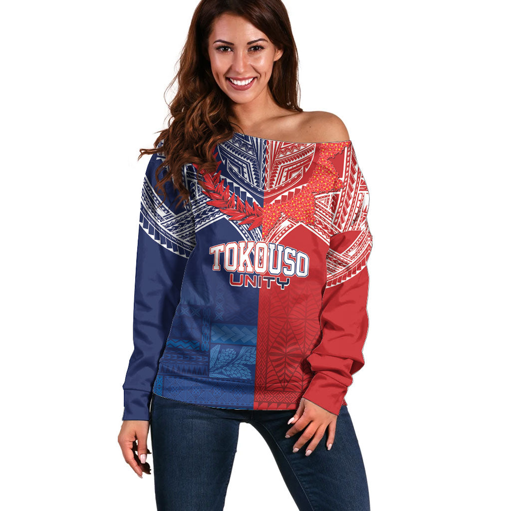 TokoUso Tonga Samoa Brothers Forever Custom Off Shoulder Sweater Ulafala and Heilala Unity