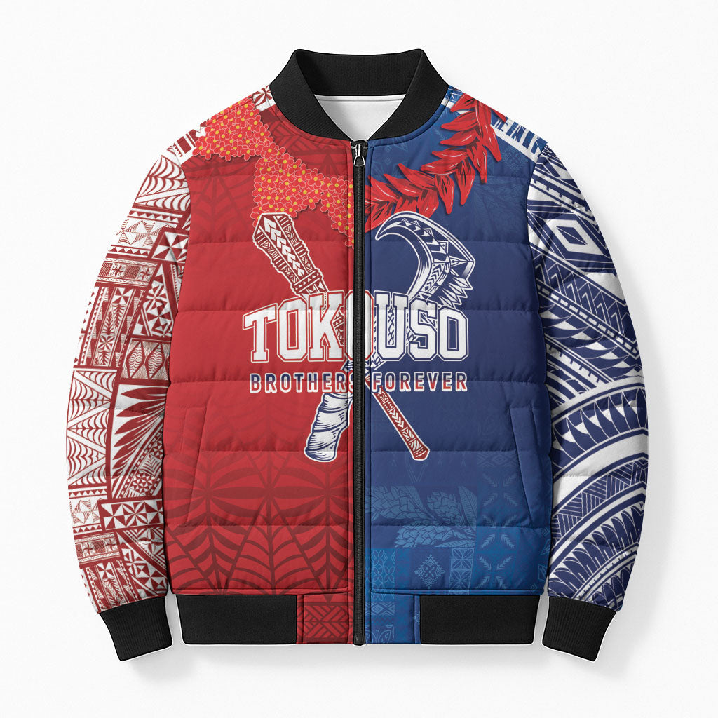 TokoUso Custom Tonga and Samoa Bomber Puffer Jacket Warriors War Clubs