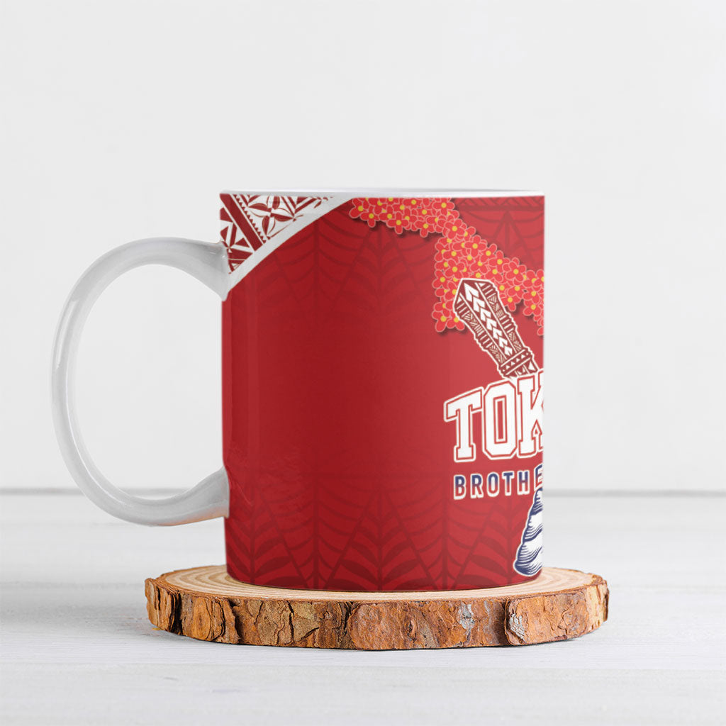 TokoUso Tonga and Samoa Ceramic Mug Warriors War Clubs LT7 Blue Red - Polynesian Pride