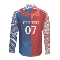 TokoUso Custom Tonga and Samoa Long Sleeve Button Shirt Warriors War Clubs