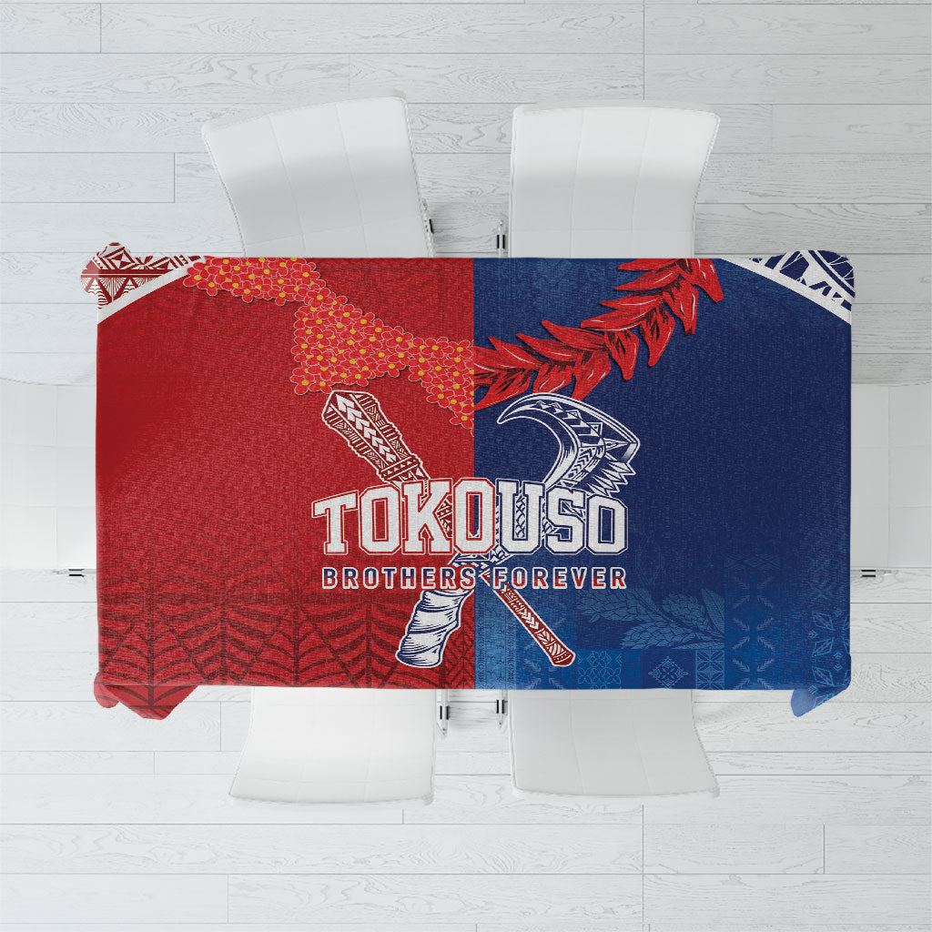TokoUso Tonga and Samoa Tablecloth Warriors War Clubs LT7 Blue Red - Polynesian Pride