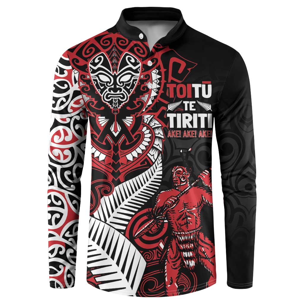 Aotearoa Toitu Te Tiriti Button Sweatshirt Whakairo Wheku