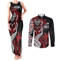 Aotearoa Toitu Te Tiriti Couples Matching Tank Maxi Dress and Long Sleeve Button Shirt Whakairo Wheku