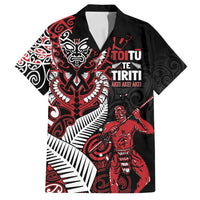 Aotearoa Toitu Te Tiriti Family Matching Long Sleeve Bodycon Dress and Hawaiian Shirt Whakairo Wheku LT7 Dad's Shirt - Short Sleeve Black - Polynesian Pride
