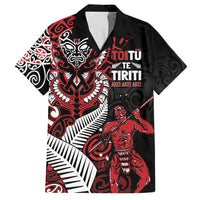 Aotearoa Toitu Te Tiriti Family Matching Off Shoulder Short Dress and Hawaiian Shirt Whakairo Wheku LT7 Dad's Shirt - Short Sleeve Black - Polynesian Pride