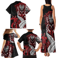 Aotearoa Toitu Te Tiriti Family Matching Tank Maxi Dress and Hawaiian Shirt Whakairo Wheku LT7 - Polynesian Pride