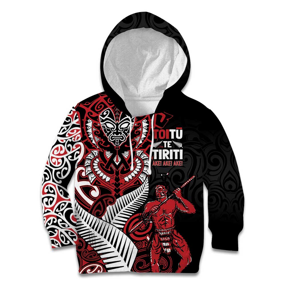 Aotearoa Toitu Te Tiriti Kid Hoodie Whakairo Wheku