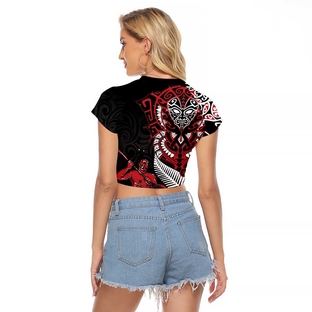 Aotearoa Toitu Te Tiriti Raglan Cropped T Shirt Whakairo Wheku LT7 - Polynesian Pride