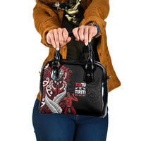 Aotearoa Toitu Te Tiriti Shoulder Handbag Whakairo Wheku LT7 One Size Black - Polynesian Pride