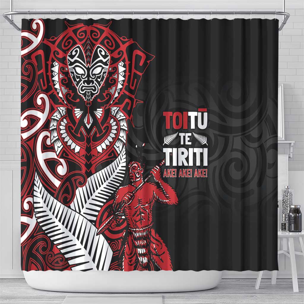 Aotearoa Toitu Te Tiriti Shower Curtain Whakairo Wheku LT7 - Polynesian Pride