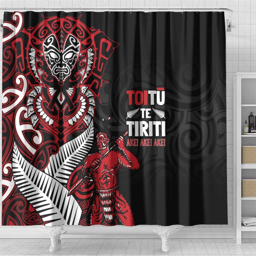 Aotearoa Toitu Te Tiriti Shower Curtain Whakairo Wheku LT7 - Polynesian Pride