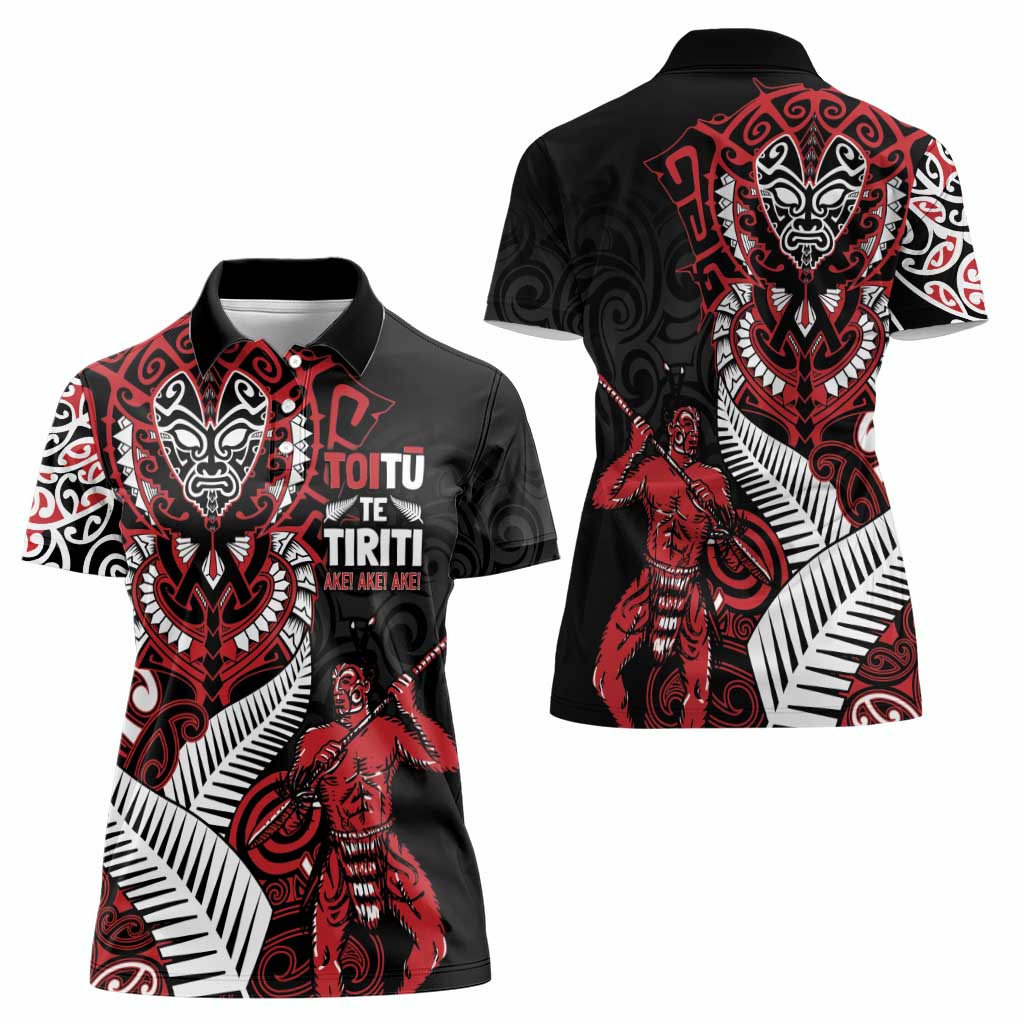 Aotearoa Toitu Te Tiriti Women Polo Shirt Whakairo Wheku
