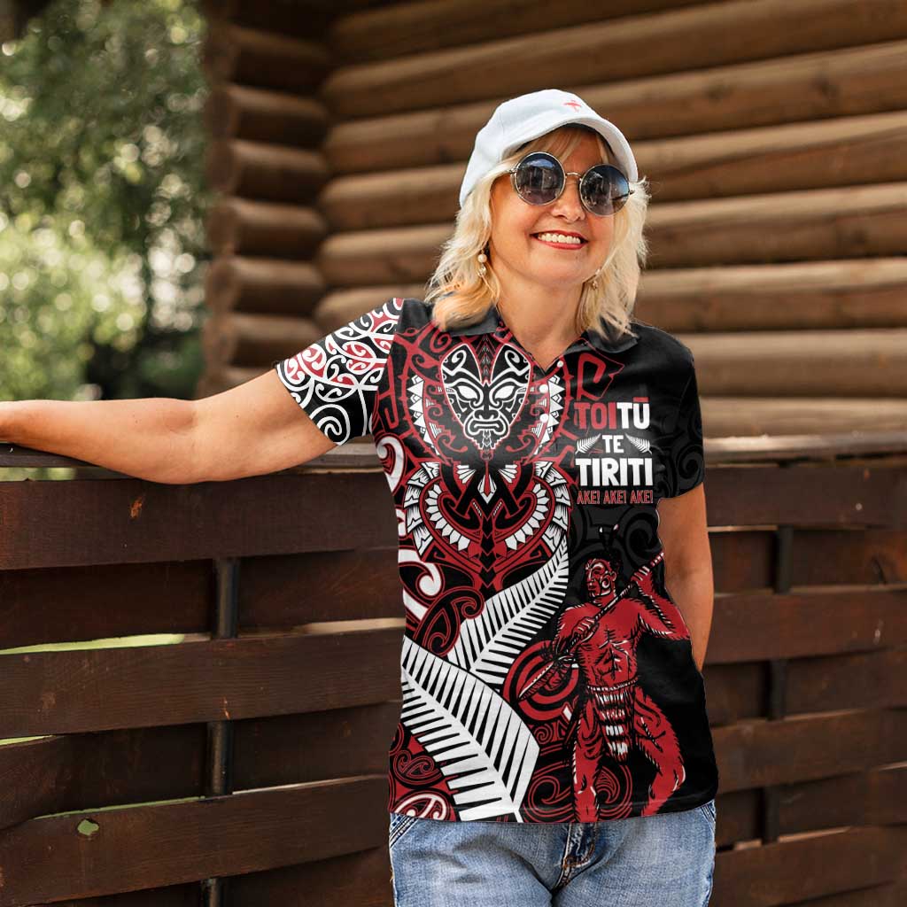 Aotearoa Toitu Te Tiriti Women Polo Shirt Whakairo Wheku