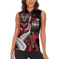 Aotearoa Toitu Te Tiriti Women Sleeveless Polo Shirt Whakairo Wheku LT7 - Polynesian Pride