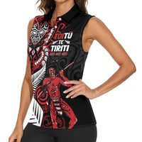 Aotearoa Toitu Te Tiriti Women Sleeveless Polo Shirt Whakairo Wheku LT7 - Polynesian Pride