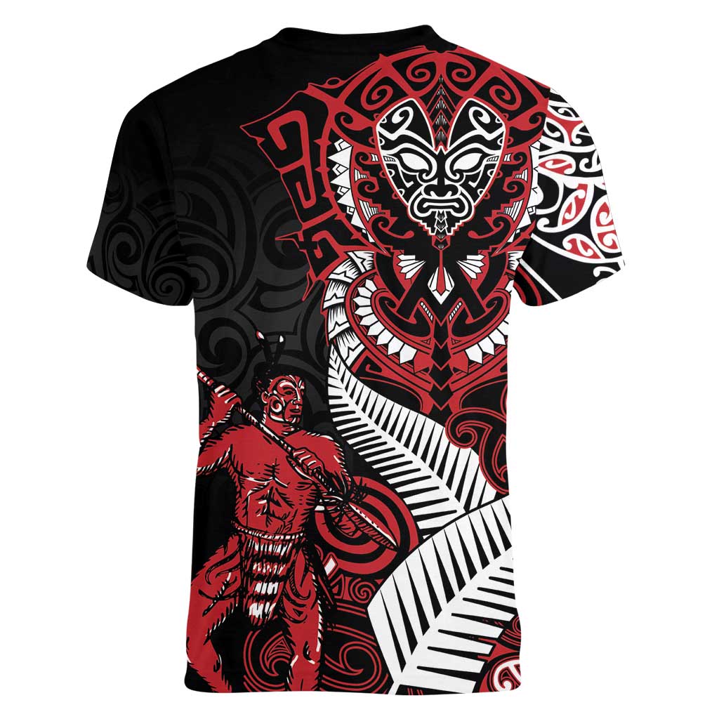 Aotearoa Toitu Te Tiriti Women V-Neck T-Shirt Whakairo Wheku LT7 - Polynesian Pride