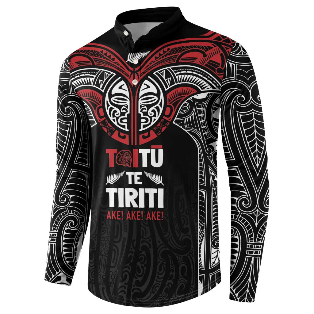 Aotearoa Maori Personalized Button Sweatshirt Toitu Te Tiriti Ake! Ake! Ake!