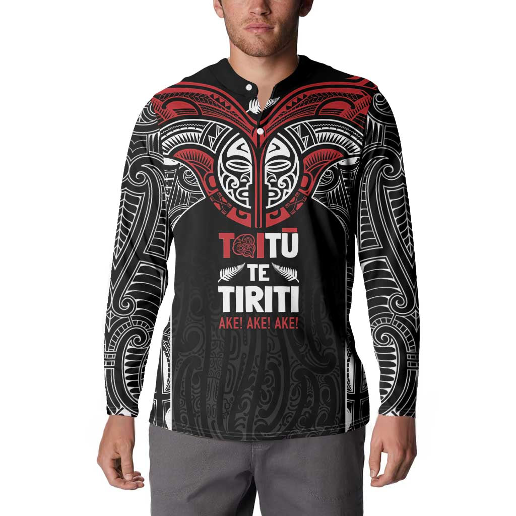 Aotearoa Maori Personalized Button Sweatshirt Toitu Te Tiriti Ake! Ake! Ake!