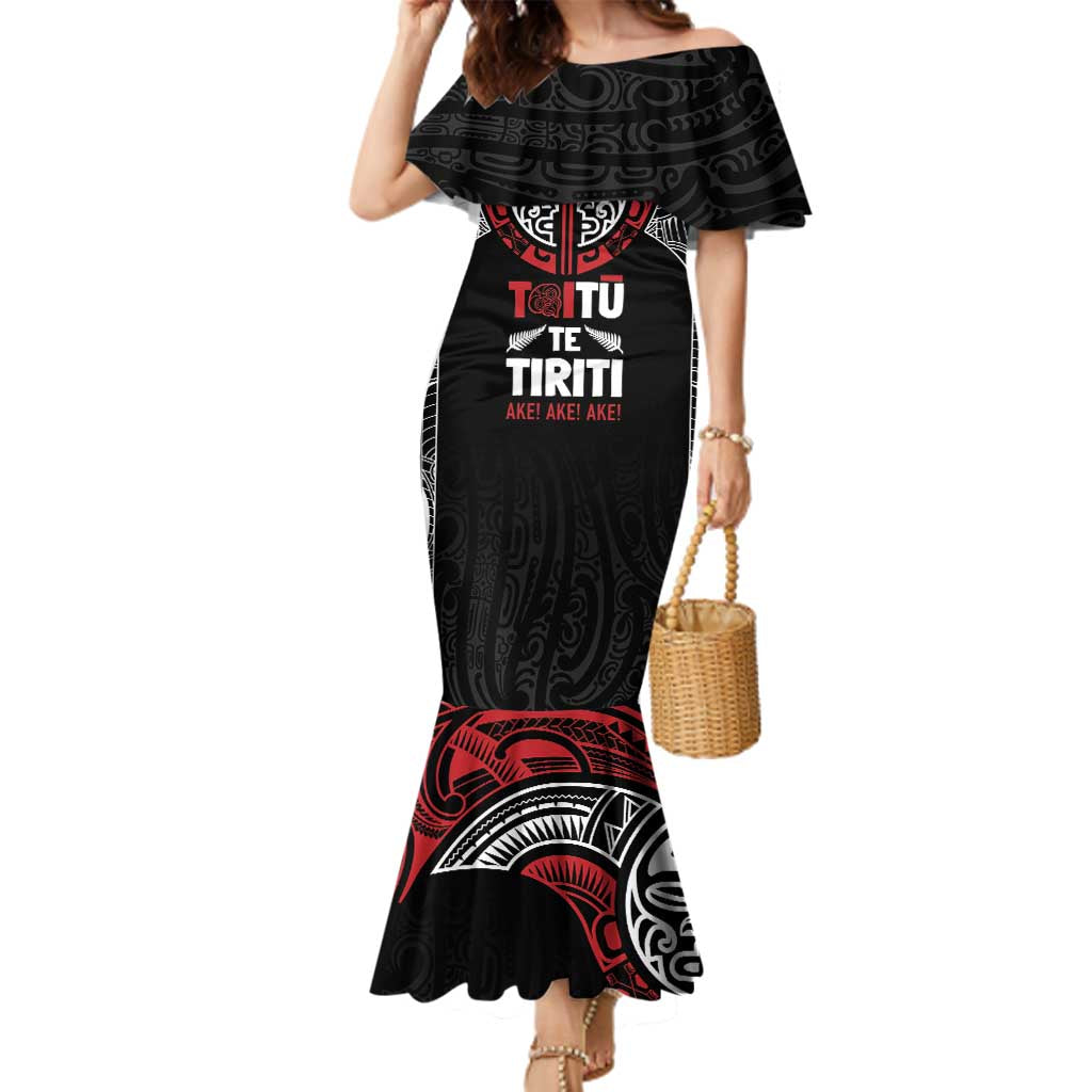 Aotearoa Maori Personalized Family Matching Mermaid Dress and Hawaiian Shirt Toitu Te Tiriti Ake! Ake! Ake!