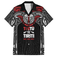 Aotearoa Maori Personalized Family Matching Puletasi and Hawaiian Shirt Toitu Te Tiriti Ake! Ake! Ake! LT7 Dad's Shirt - Short Sleeve Black - Polynesian Pride
