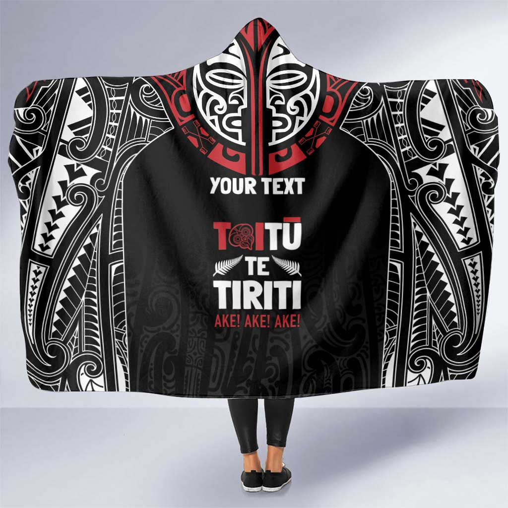 Aotearoa Maori Personalized Hooded Blanket Toitu Te Tiriti Ake! Ake! Ake!