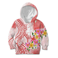 Polynesian Women's Day Wahine Kid Hoodie Plumeria Marble Glaze - Pink LT7 Hoodie Pink - Polynesian Pride