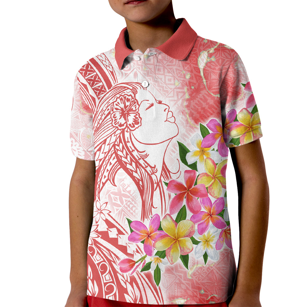 Polynesian Women's Day Wahine Kid Polo Shirt Plumeria Marble Glaze - Pink LT7 Kid Pink - Polynesian Pride