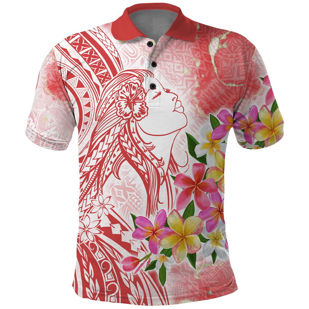 Polynesian Women's Day Wahine Polo Shirt Plumeria Marble Glaze - Pink LT7 Pink - Polynesian Pride