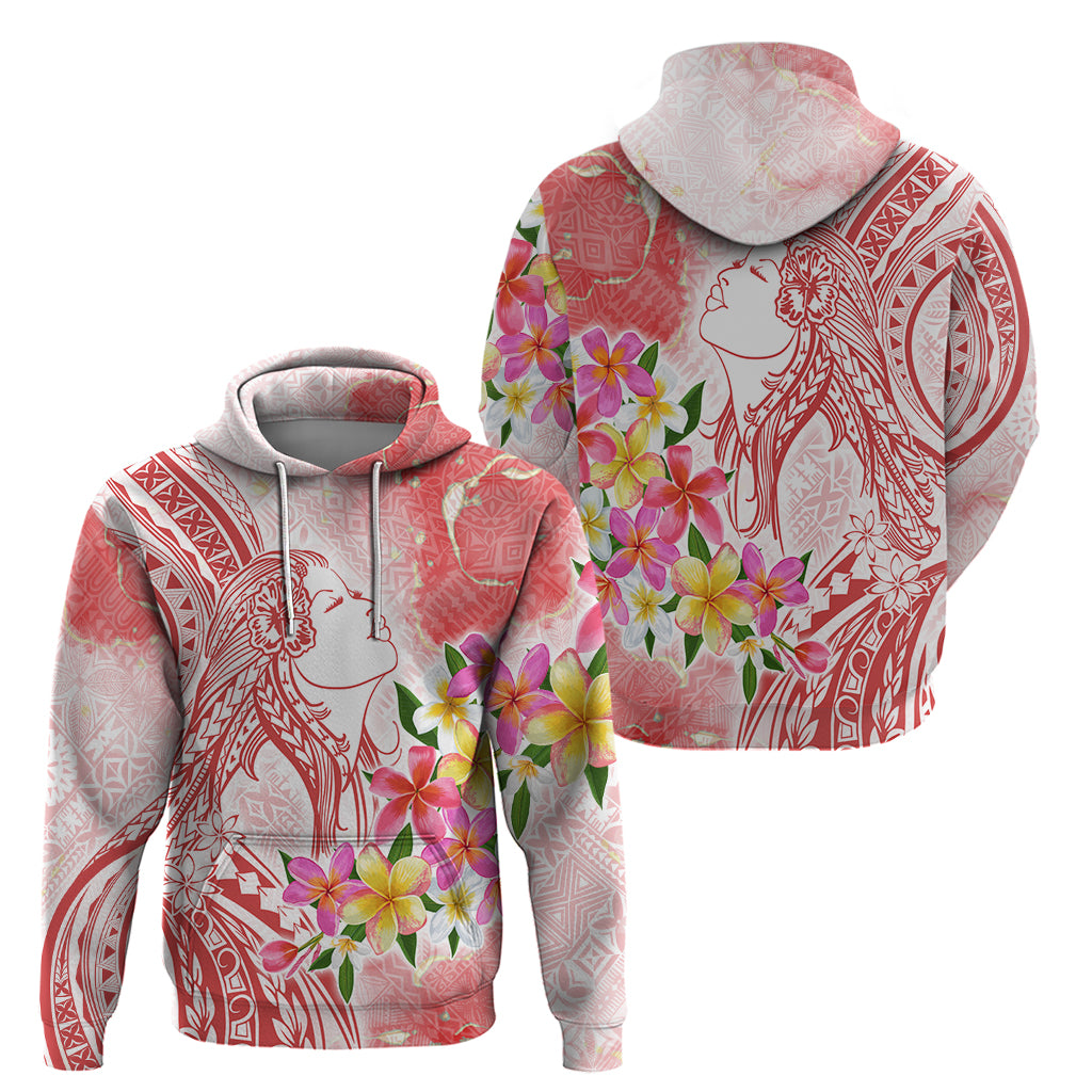 Polynesian Women's Day Wahine Zip Hoodie Plumeria Marble Glaze - Pink LT7 - Polynesian Pride